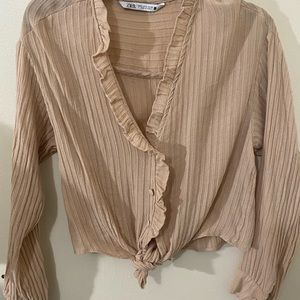 ZARA blush ruffled blouse